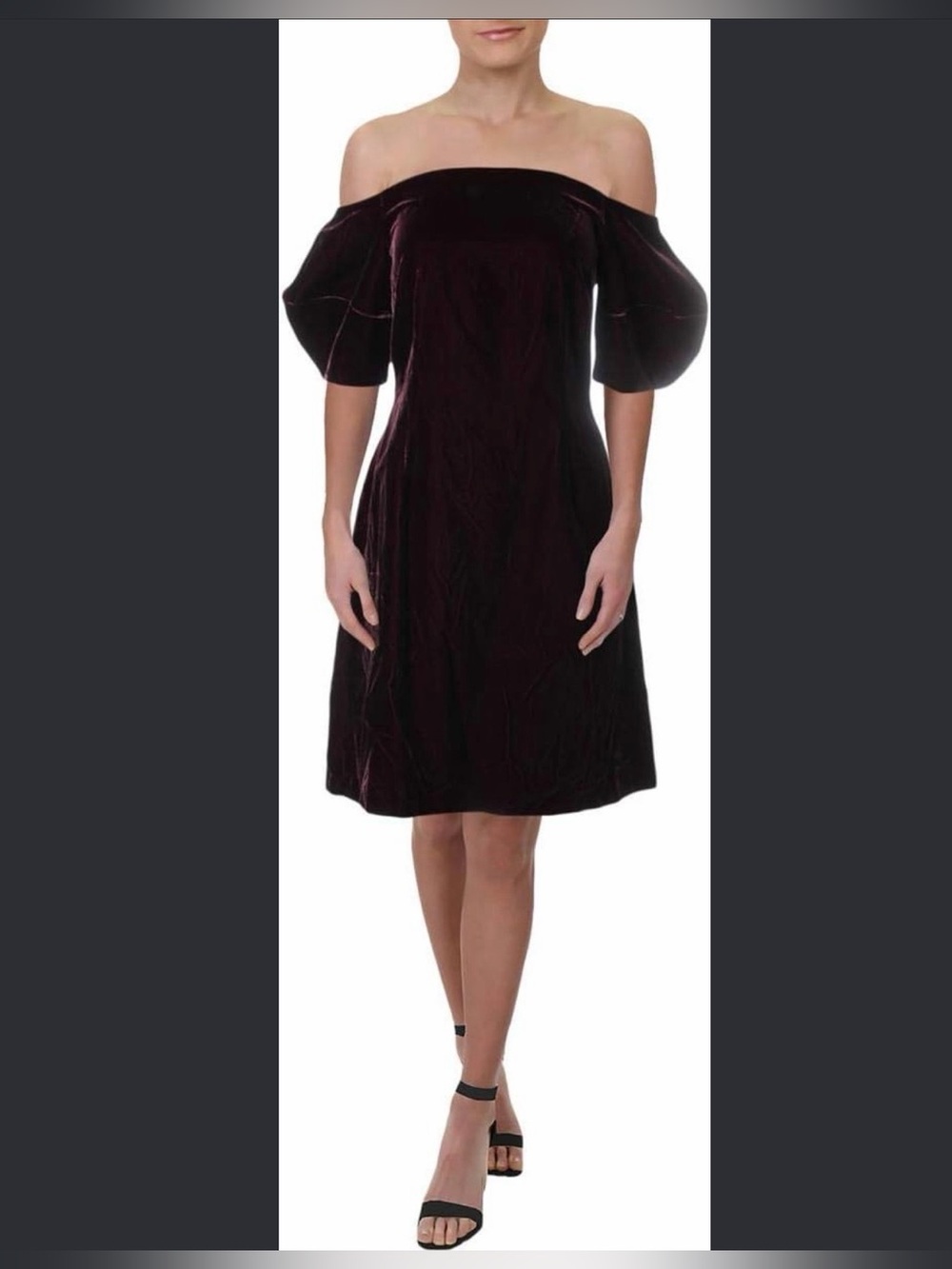 Jill Stuart Off-Shoulder Velvet Dress in Burgundy